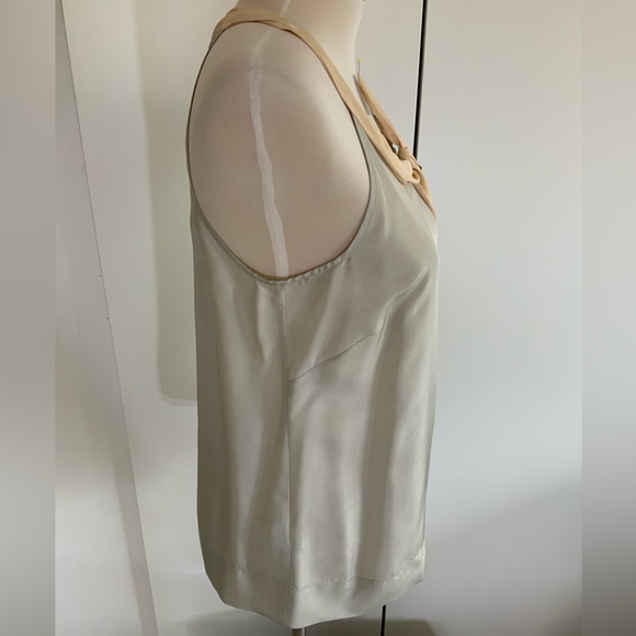 J. Crew - pale gray and peach silk halter top with tie on neck - Picture 2 of 5